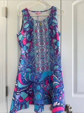 Lilly Pulitzer Sleeveless Printed Swing Dress in Blue & Pink